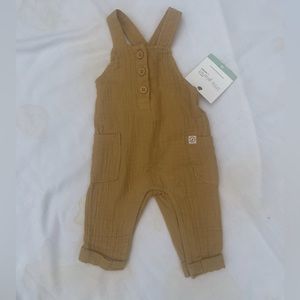Little Planet by Carters organic yellow-khaki overalls